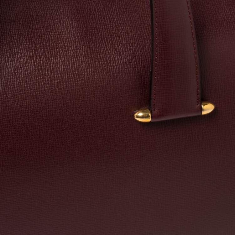 Pre Owned Cartier Burgundy Leather Zip Boston Bag