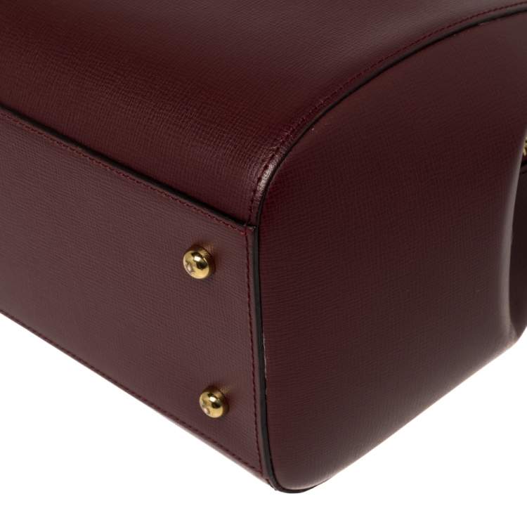 Pre Owned Cartier Burgundy Leather Zip Boston Bag