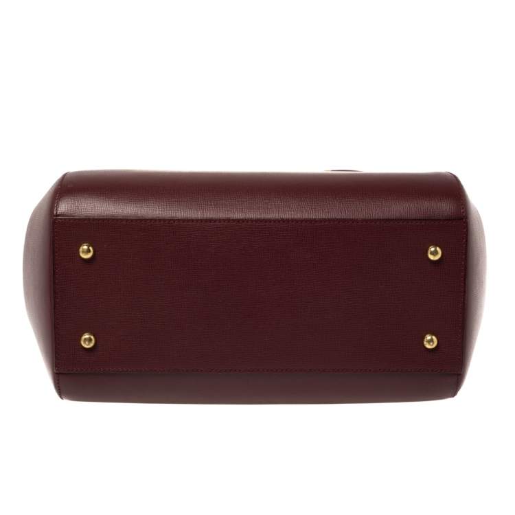 Pre Owned Cartier Burgundy Leather Zip Boston Bag