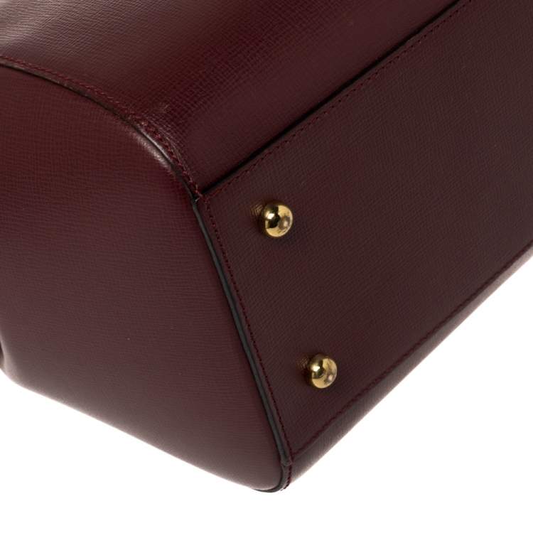 Pre Owned Cartier Burgundy Leather Zip Boston Bag
