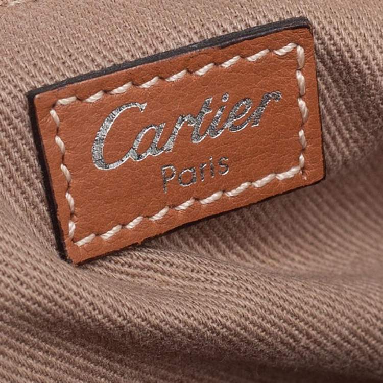 Pre Owned Cartier Brown Leather Marcello Flap Top Handle Bag
