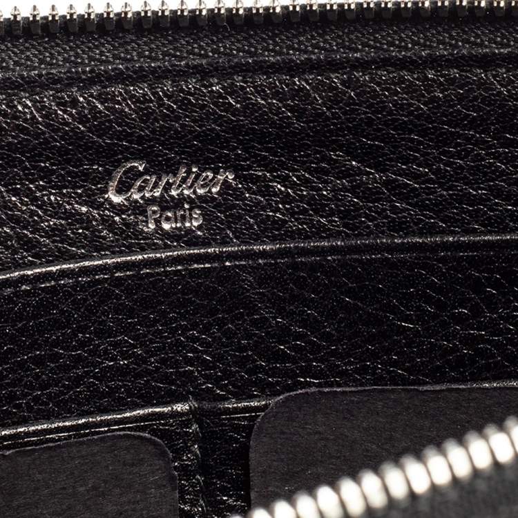 Pre Owned Cartier Metallic Black Leather Marcello de Cartier Clutch