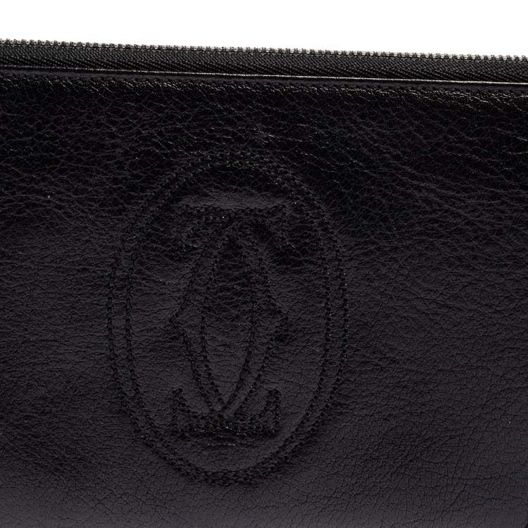 Pre Owned Cartier Metallic Black Leather Marcello de Cartier Clutch