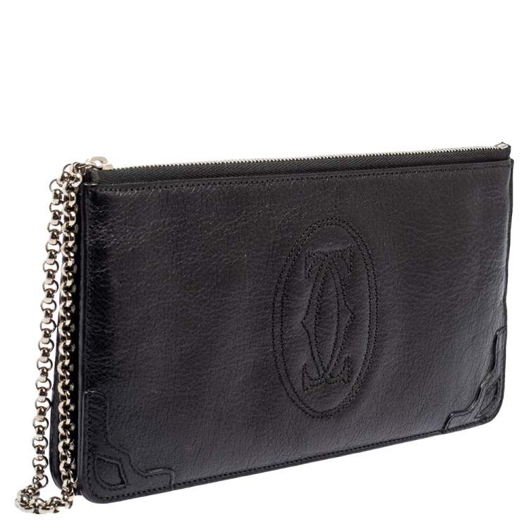 Pre Owned Cartier Metallic Black Leather Marcello de Cartier Clutch