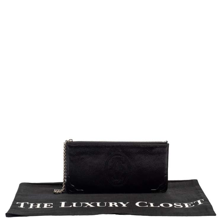 Pre Owned Cartier Metallic Black Leather Marcello de Cartier Clutch