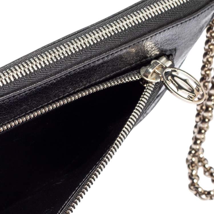 Pre Owned Cartier Metallic Black Leather Marcello de Cartier Clutch
