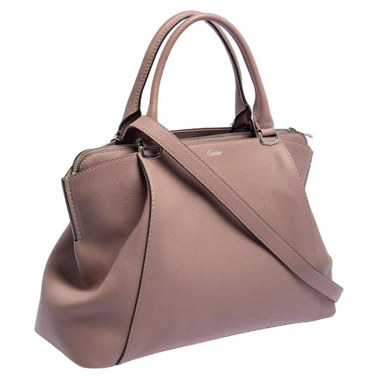 Pre Owned Cartier Pink Leather C De Cartier Medium Satchel