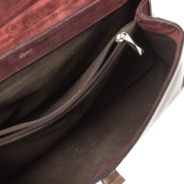 مملوكة مسبقًا Cartier Burgundy Patent Leather/Suede and Python Feminine Line Top Handle Bag