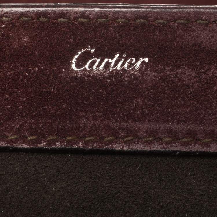 مملوكة مسبقًا Cartier Burgundy Patent Leather/Suede and Python Feminine Line Top Handle Bag
