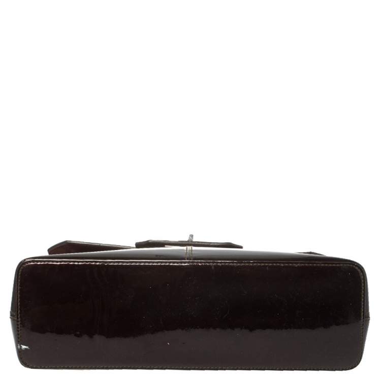 مملوكة مسبقًا Cartier Burgundy Patent Leather/Suede and Python Feminine Line Top Handle Bag