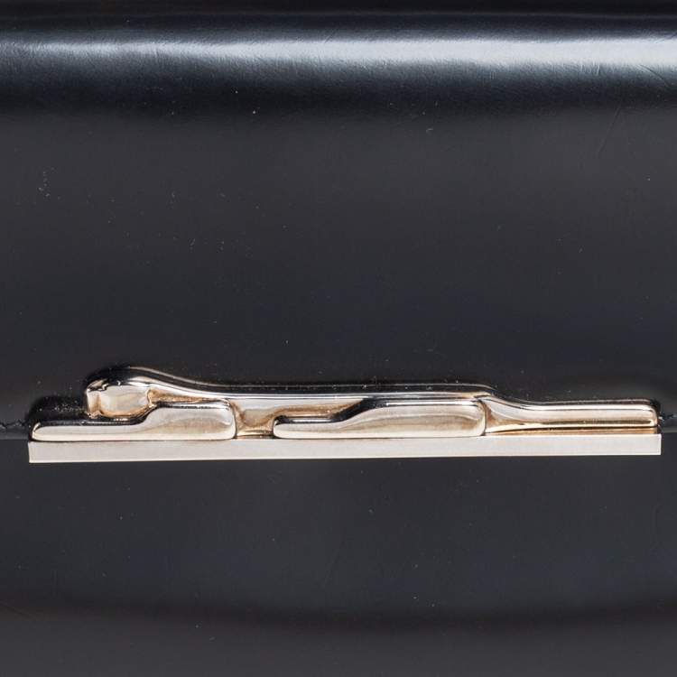 Pre Owned Cartier Black Patent Leather Continental Flap Wallet