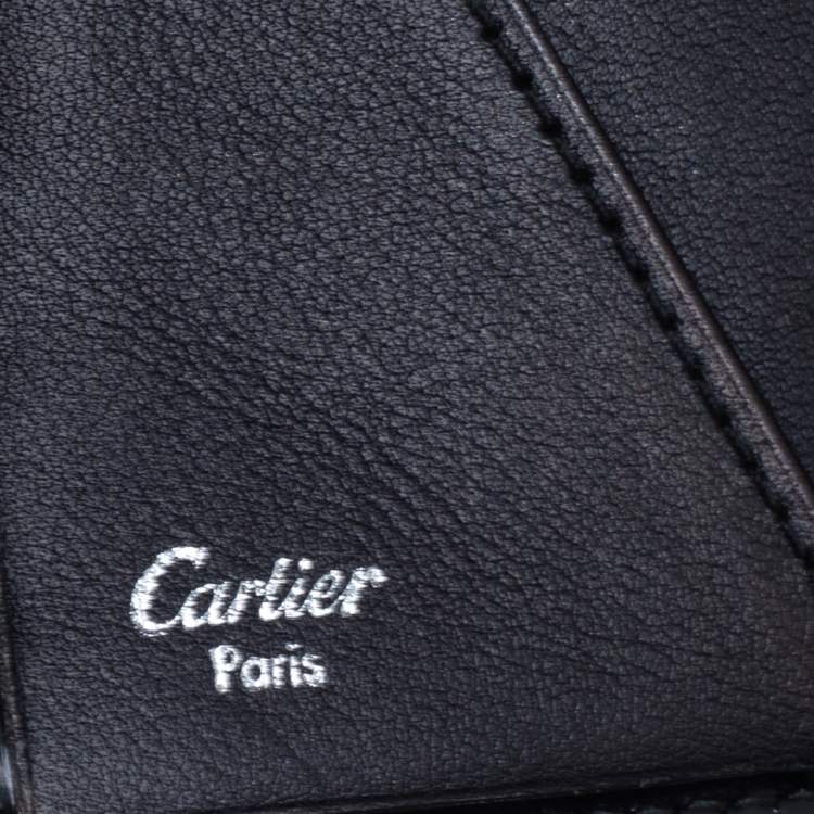 Pre Owned Cartier Black Patent Leather Continental Flap Wallet