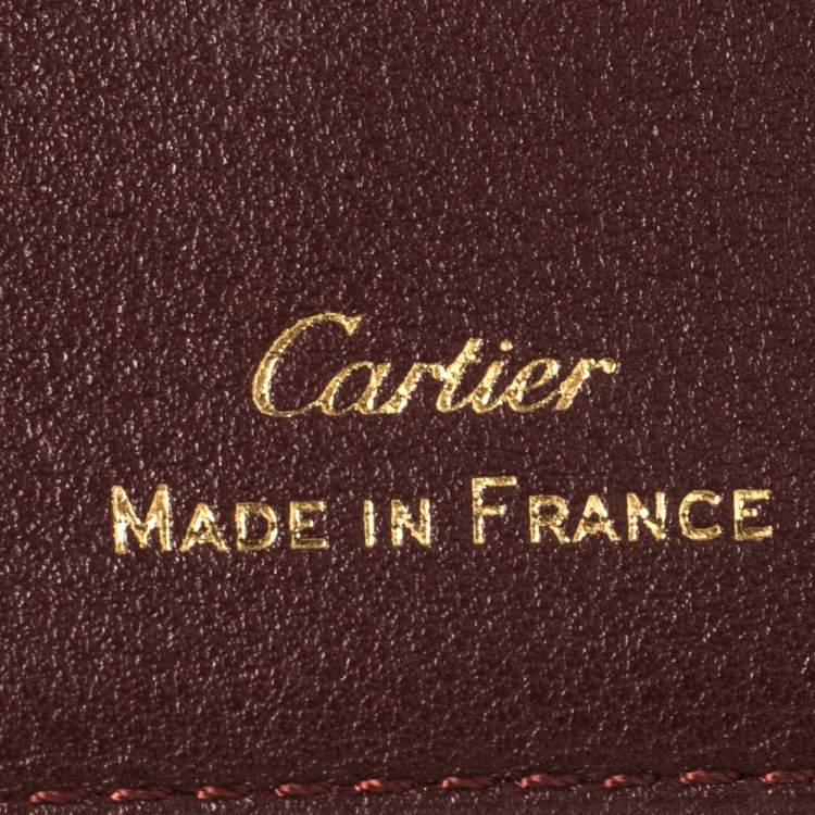 Pre Owned Cartier Burgundy Leather Must De Cartier Card Holder
