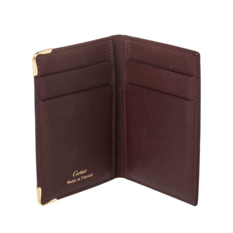 Pre Owned Cartier Burgundy Leather Must De Cartier Card Holder