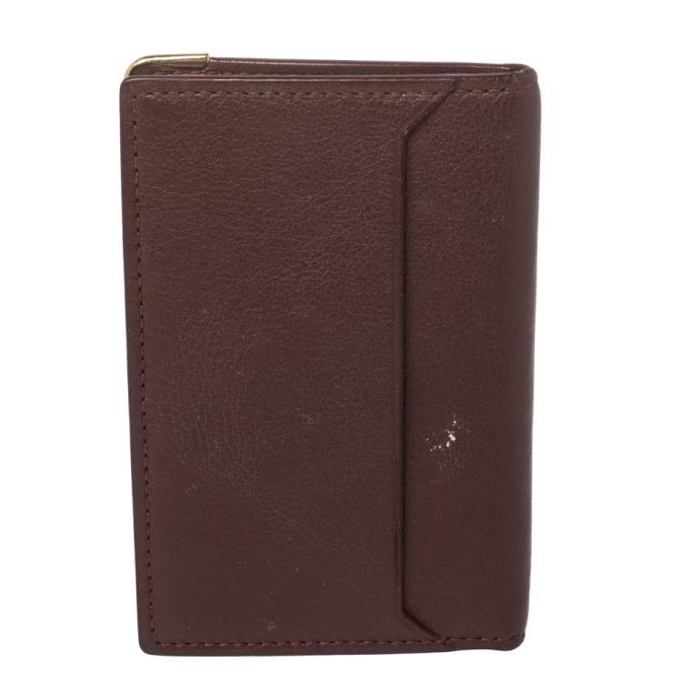 Pre Owned Cartier Burgundy Leather Must De Cartier Card Holder