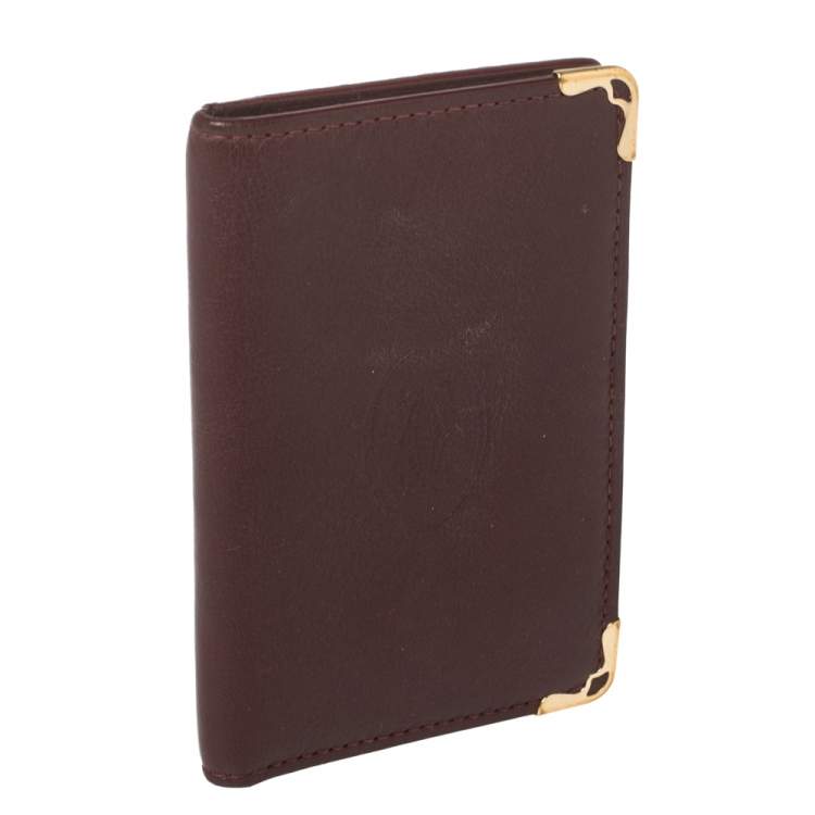 Pre Owned Cartier Burgundy Leather Must De Cartier Card Holder