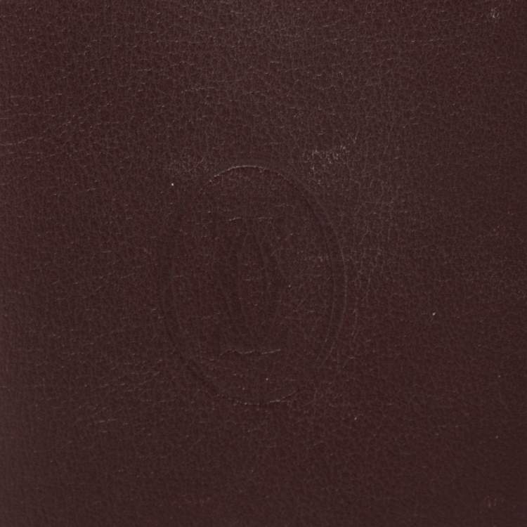 Pre Owned Cartier Burgundy Leather Must De Cartier Card Holder