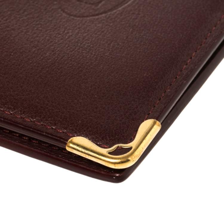 Pre Owned Cartier Burgundy Leather Must De Cartier Card Holder
