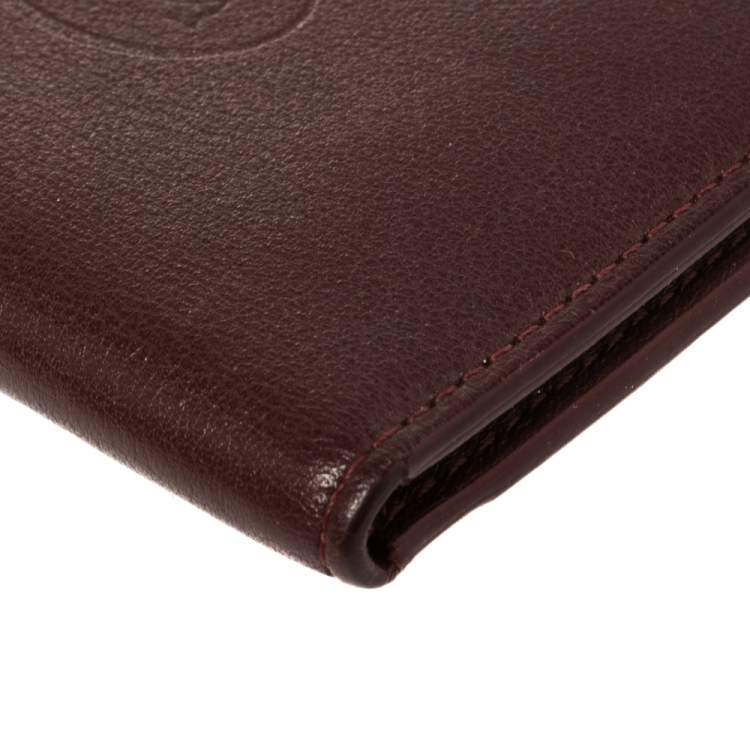 Pre Owned Cartier Burgundy Leather Must De Cartier Card Holder