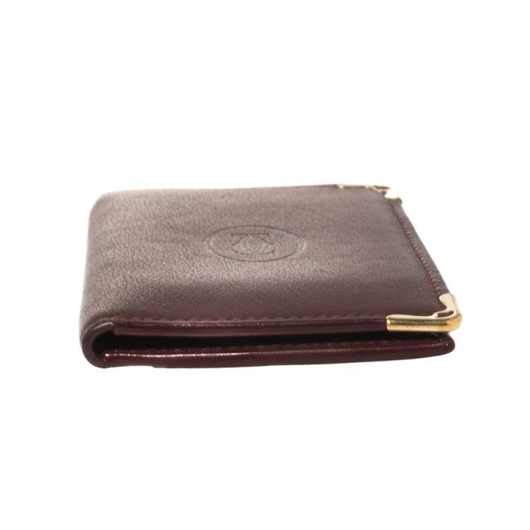 Pre Owned Cartier Burgundy Leather Must De Cartier Card Holder