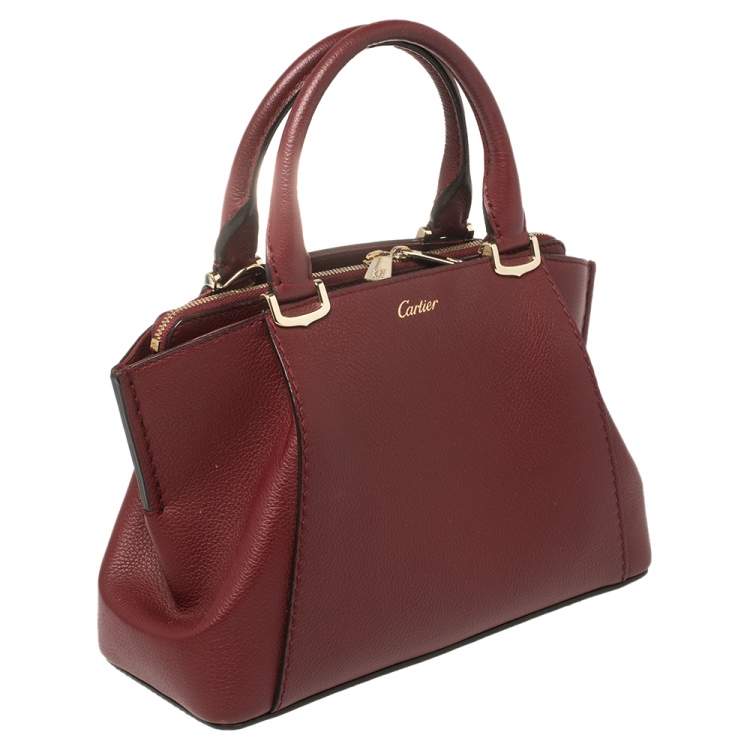 مملوكة مسبقًا Cartier Dark Red Leather Mini C de Cartier Satchel