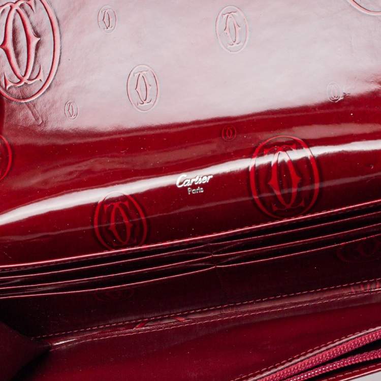 Cartier Dark Red Patent Leather Happy Birthday Continental Wallet