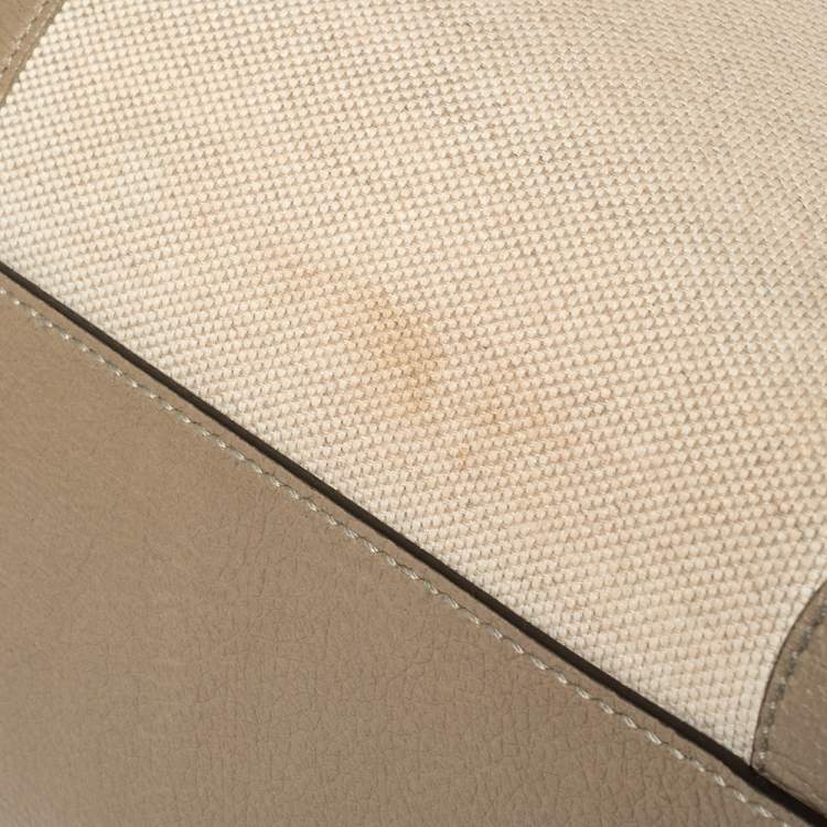 Pre Owned Cartier Beige/White Canvas and Leather Marcello De Cartier Satchel
