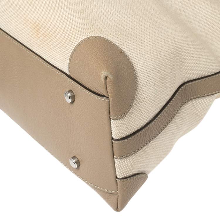 Pre Owned Cartier Beige/White Canvas and Leather Marcello De Cartier Satchel