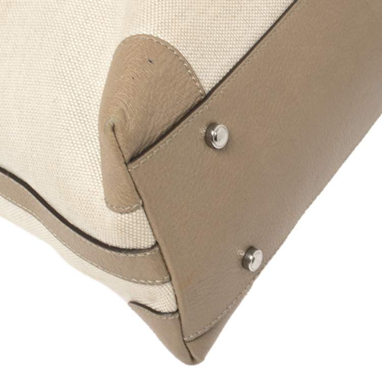 Pre Owned Cartier Beige/White Canvas and Leather Marcello De Cartier Satchel