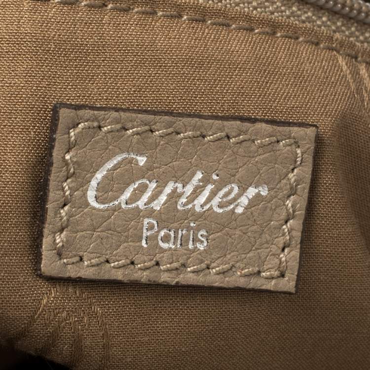 Pre Owned Cartier Beige/White Canvas and Leather Marcello De Cartier Satchel