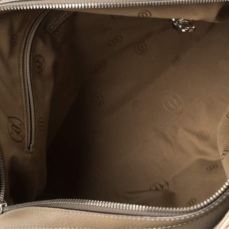 Pre Owned Cartier Beige/White Canvas and Leather Marcello De Cartier Satchel
