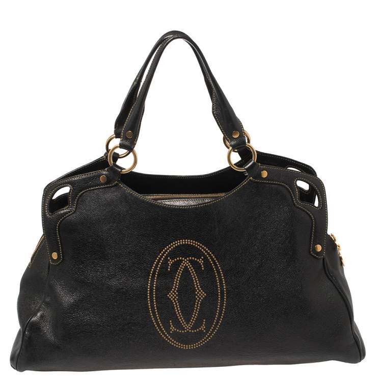 Pre Owned Cartier Black Leather Marcello de Cartier Satchel