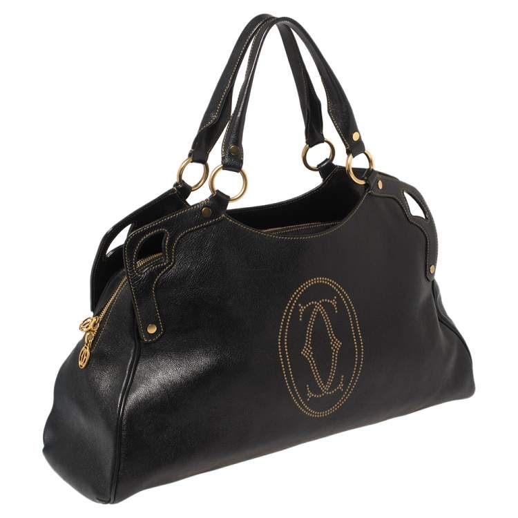 Pre Owned Cartier Black Leather Marcello de Cartier Satchel
