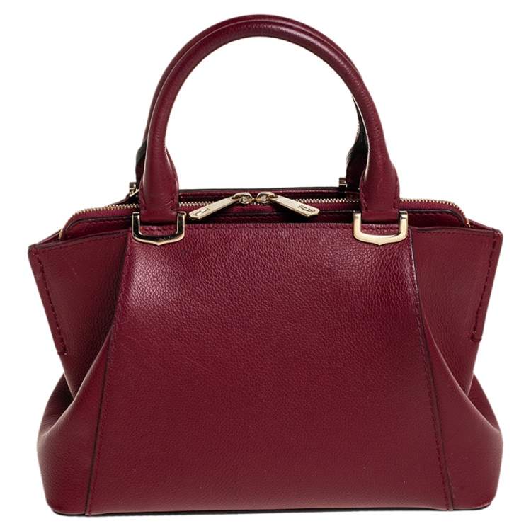 Pre Owned Cartier Dark Red Leather Mini C de Cartier Tote