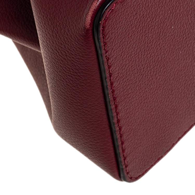 Pre Owned Cartier Dark Red Leather Mini C de Cartier Tote