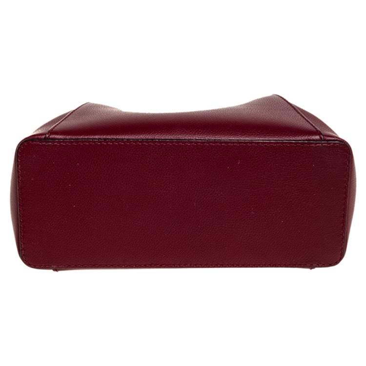 Pre Owned Cartier Dark Red Leather Mini C de Cartier Tote