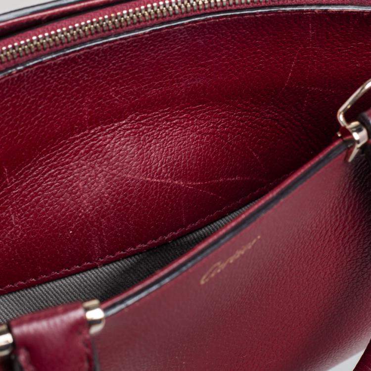 Pre Owned Cartier Dark Red Leather Mini C de Cartier Tote