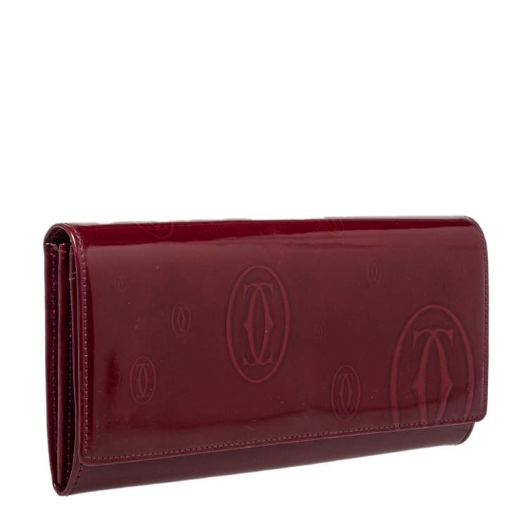 Pre Owned Cartier Dark Red Leather Happy Birthday Continental Wallet
