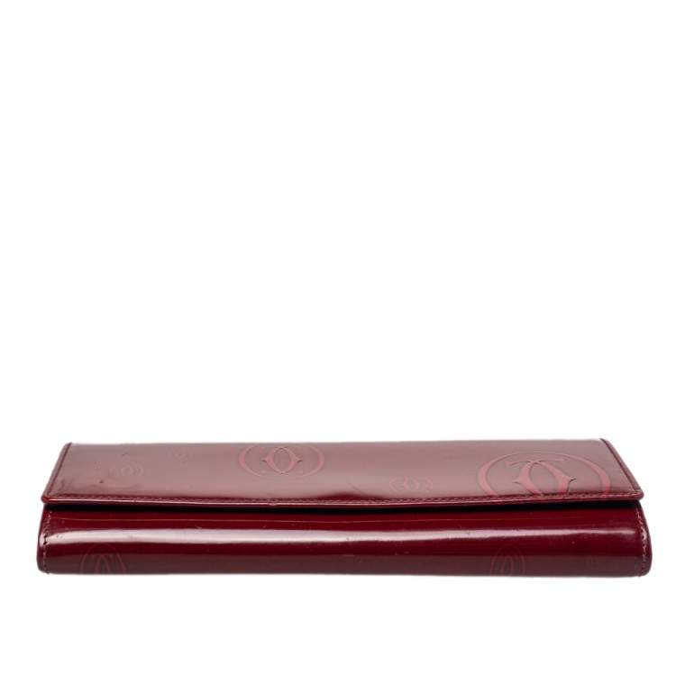 Pre Owned Cartier Dark Red Leather Happy Birthday Continental Wallet