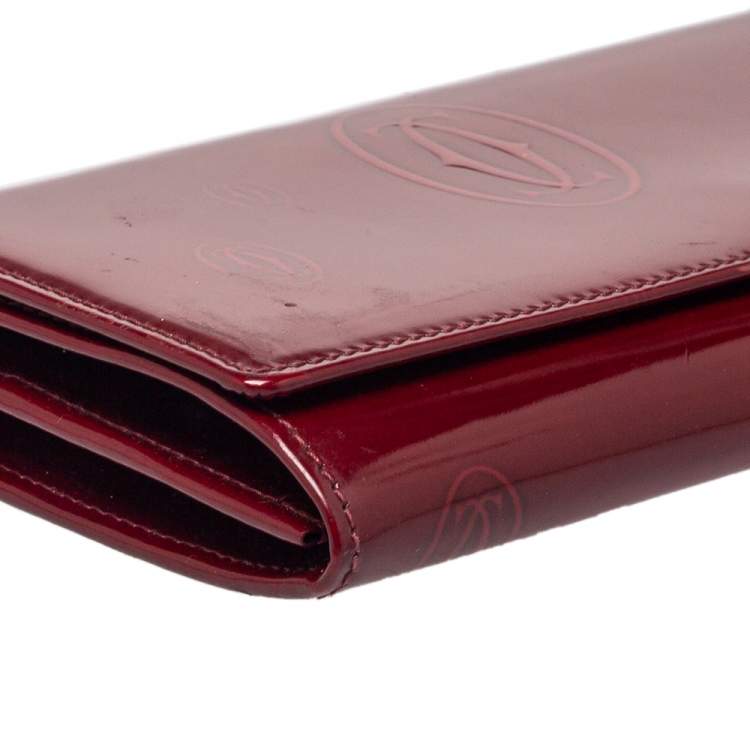 Pre Owned Cartier Dark Red Leather Happy Birthday Continental Wallet
