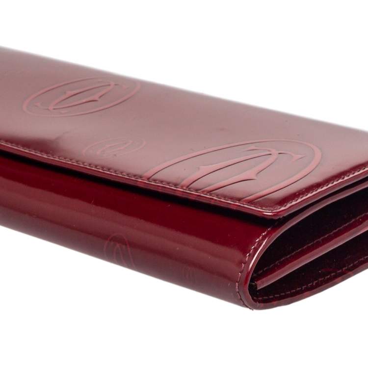 Pre Owned Cartier Dark Red Leather Happy Birthday Continental Wallet