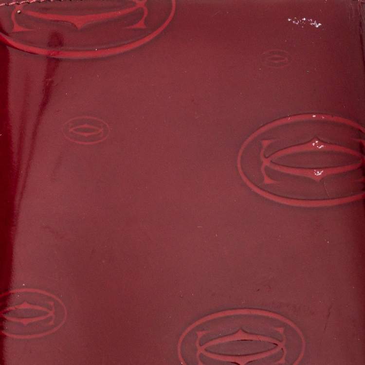 Pre Owned Cartier Dark Red Leather Happy Birthday Continental Wallet