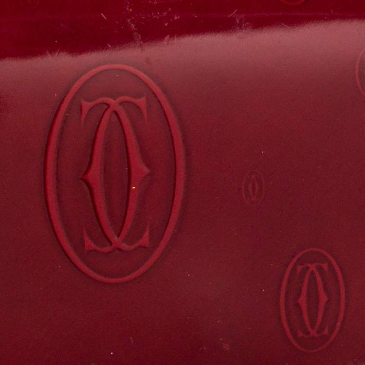 Pre Owned Cartier Dark Red Leather Happy Birthday Continental Wallet