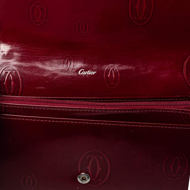 Pre Owned Cartier Dark Red Leather Happy Birthday Continental Wallet