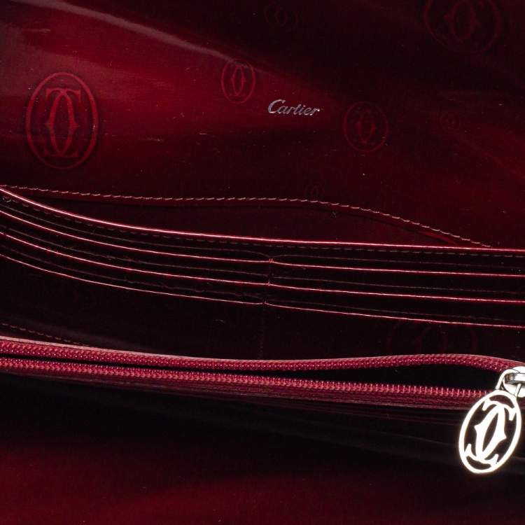 Pre Owned Cartier Dark Red Leather Happy Birthday Continental Wallet