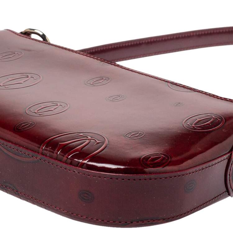 Pre Owned Cartier Red Patent Leather Happy Birthday Baguette Bag
