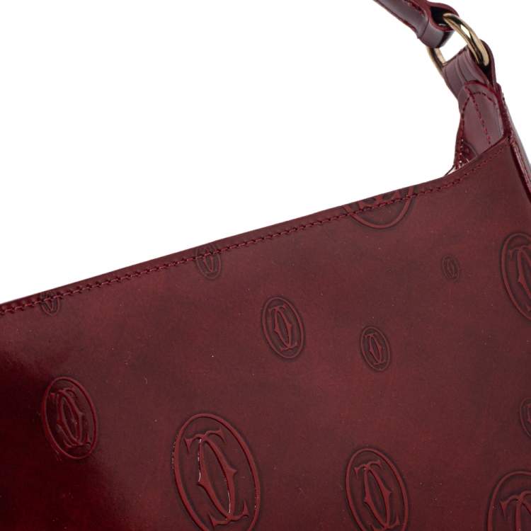 Pre Owned Cartier Red Patent Leather Happy Birthday Baguette Bag