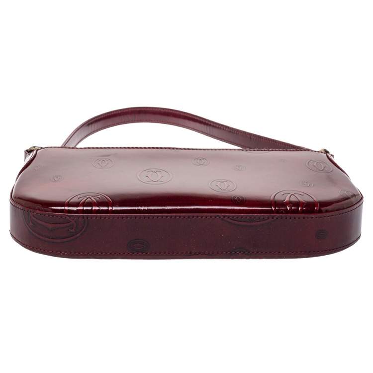 Pre Owned Cartier Red Patent Leather Happy Birthday Baguette Bag