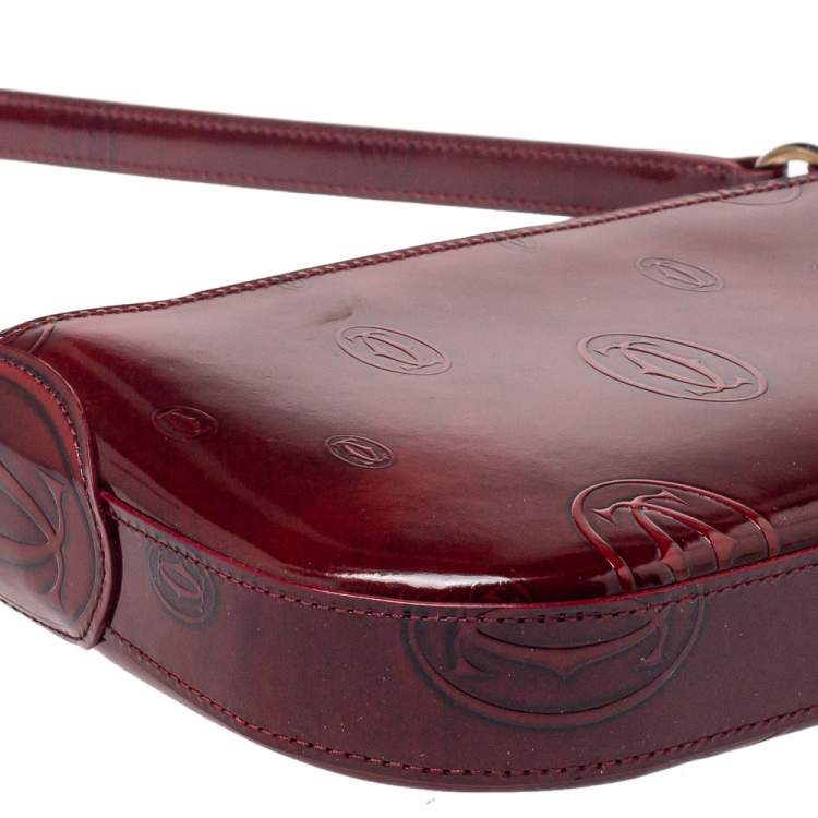 Pre Owned Cartier Red Patent Leather Happy Birthday Baguette Bag