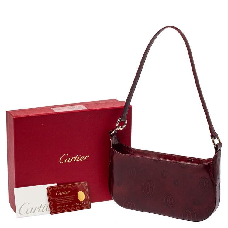 Pre Owned Cartier Red Patent Leather Happy Birthday Baguette Bag